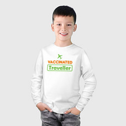 Лонгслив хлопковый детский Вакцинированный турист, цвет: белый — фото 2