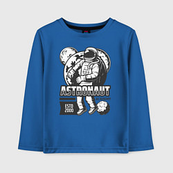 Лонгслив хлопковый детский Космонавт и планеты, цвет: синий
