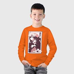 Лонгслив хлопковый детский Незуко спит клинок демонов, цвет: оранжевый — фото 2
