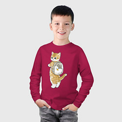 Лонгслив хлопковый детский Котёнок с гусём, цвет: маджента — фото 2
