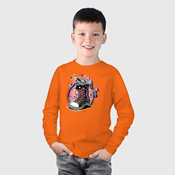 Лонгслив хлопковый детский Гламурный кед, цвет: оранжевый — фото 2