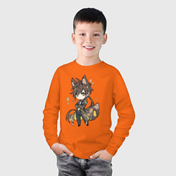 Лонгслив хлопковый детский Волчонок Чжун Ли, цвет: оранжевый — фото 2