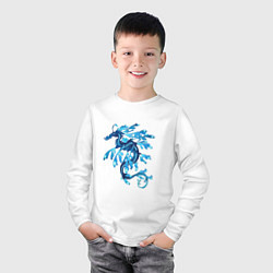 Лонгслив хлопковый детский Морской дракон, цвет: белый — фото 2