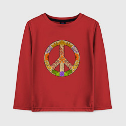 Лонгслив хлопковый детский Peace and flowers, цвет: красный