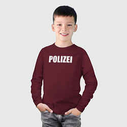 Лонгслив хлопковый детский POLIZEI Полиция Надпись Белая, цвет: меланж-бордовый — фото 2