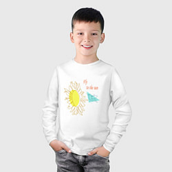 Лонгслив хлопковый детский Полет, цвет: белый — фото 2