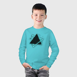 Лонгслив хлопковый детский Треугольник неон, цвет: бирюзовый — фото 2