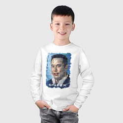 Лонгслив хлопковый детский Elon Musk, Space X, цвет: белый — фото 2