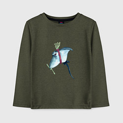 Лонгслив хлопковый детский Электрический скат с молниями, цвет: меланж-хаки