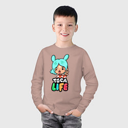 Лонгслив хлопковый детский Toca Life, цвет: пыльно-розовый — фото 2