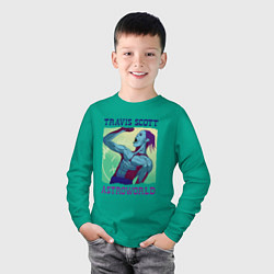 Лонгслив хлопковый детский ASTROWORLD TRAVIS SCOTT Z, цвет: зеленый — фото 2