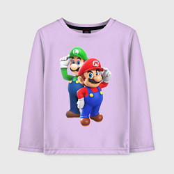 Лонгслив хлопковый детский Mario Bros, цвет: лаванда