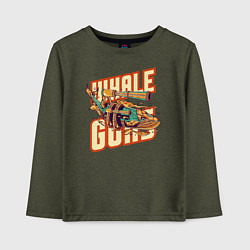 Лонгслив хлопковый детский Боевой кит, цвет: меланж-хаки