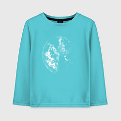 Лонгслив хлопковый детский Халфтон планета, цвет: бирюзовый