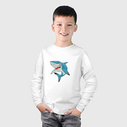 Лонгслив хлопковый детский Акула-молот, цвет: белый — фото 2