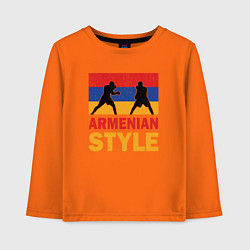 Лонгслив хлопковый детский Армянский стиль, цвет: оранжевый