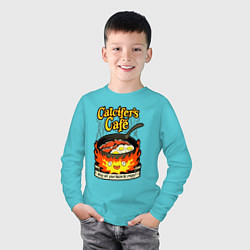 Лонгслив хлопковый детский Calcifer cook, цвет: бирюзовый — фото 2