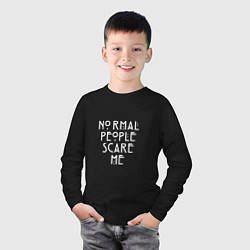 Лонгслив хлопковый детский Normal people scare me аиу, цвет: черный — фото 2
