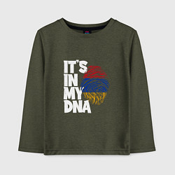 Лонгслив хлопковый детский ДНК - Армения, цвет: меланж-хаки