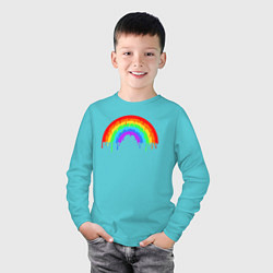 Лонгслив хлопковый детский Colors of rainbow, цвет: бирюзовый — фото 2