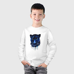 Лонгслив хлопковый детский Голова пантеры потекшая краска, цвет: белый — фото 2