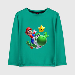 Лонгслив хлопковый детский Mario&Yoshi, цвет: зеленый