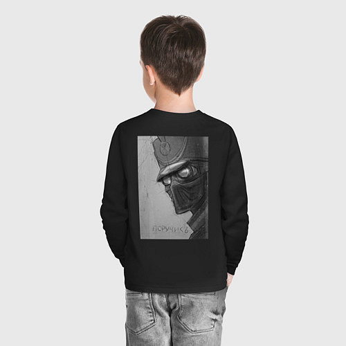 Детский лонгслив Поручик - русский супергерой 1812 год / Черный – фото 4