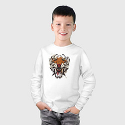 Лонгслив хлопковый детский Angry Tiger watercolor, цвет: белый — фото 2