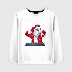 Лонгслив хлопковый детский Диджей Санта, цвет: белый