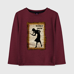 Лонгслив хлопковый детский Нэнси Дрю Nancy Drew, цвет: меланж-бордовый