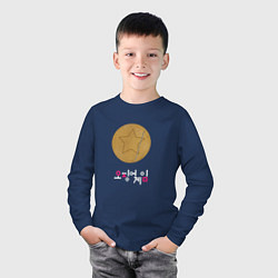 Лонгслив хлопковый детский Сахарные соты из Игры в кальмара Звезда Dalgona, цвет: тёмно-синий — фото 2