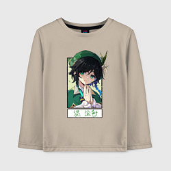 Лонгслив хлопковый детский Вен ти в рамке genshin impact, цвет: миндальный