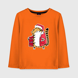 Лонгслив хлопковый детский Тигр тайно продает рыбу, цвет: оранжевый
