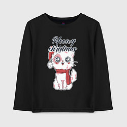 Лонгслив хлопковый детский Christmas Cat, цвет: черный