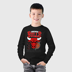 Лонгслив хлопковый детский Chicago Bulls NBA, цвет: черный — фото 2