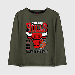 Лонгслив хлопковый детский Chicago Bulls NBA, цвет: меланж-хаки