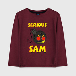 Лонгслив хлопковый детский Serious Sam Bomb Logo, цвет: меланж-бордовый