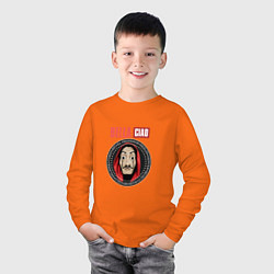 Лонгслив хлопковый детский Dali Bella Ciao, цвет: оранжевый — фото 2