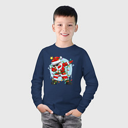 Лонгслив хлопковый детский DAB SANTA CLAUS В ГЕРЛЯНДЕ, цвет: тёмно-синий — фото 2
