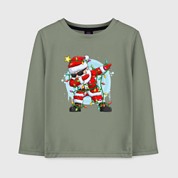 Лонгслив хлопковый детский DAB SANTA CLAUS В ГЕРЛЯНДЕ, цвет: авокадо