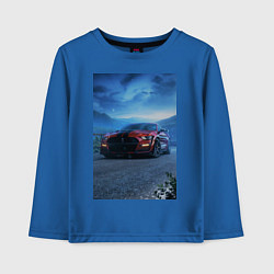 Лонгслив хлопковый детский Авто вечером, цвет: синий