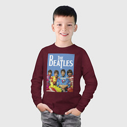 Лонгслив хлопковый детский The Beatles - world legend!, цвет: меланж-бордовый — фото 2