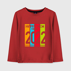Лонгслив хлопковый детский 2022 Happy New year новый год, цвет: красный