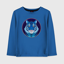 Лонгслив хлопковый детский Голубой водяной тигр символ 2022 года, цвет: синий