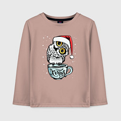 Лонгслив хлопковый детский X-mas Owl, цвет: пыльно-розовый