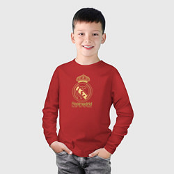 Лонгслив хлопковый детский Real Madrid gold logo, цвет: красный — фото 2