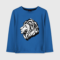 Лонгслив хлопковый детский Лев в наушниках, цвет: синий