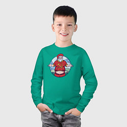 Лонгслив хлопковый детский Санта Коммунист, цвет: зеленый — фото 2