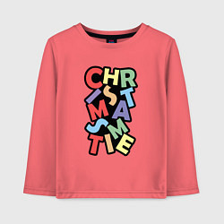 Лонгслив хлопковый детский Christmas Time Рождественское Время, цвет: коралловый