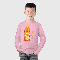 Лонгслив хлопковый детский Король тигр, цвет: светло-розовый — фото 2
